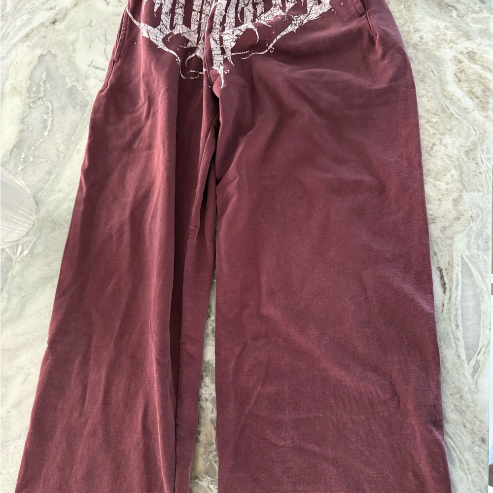 Maroon YOUNGLA sweatpants